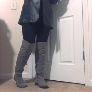 Gray over the knee boots